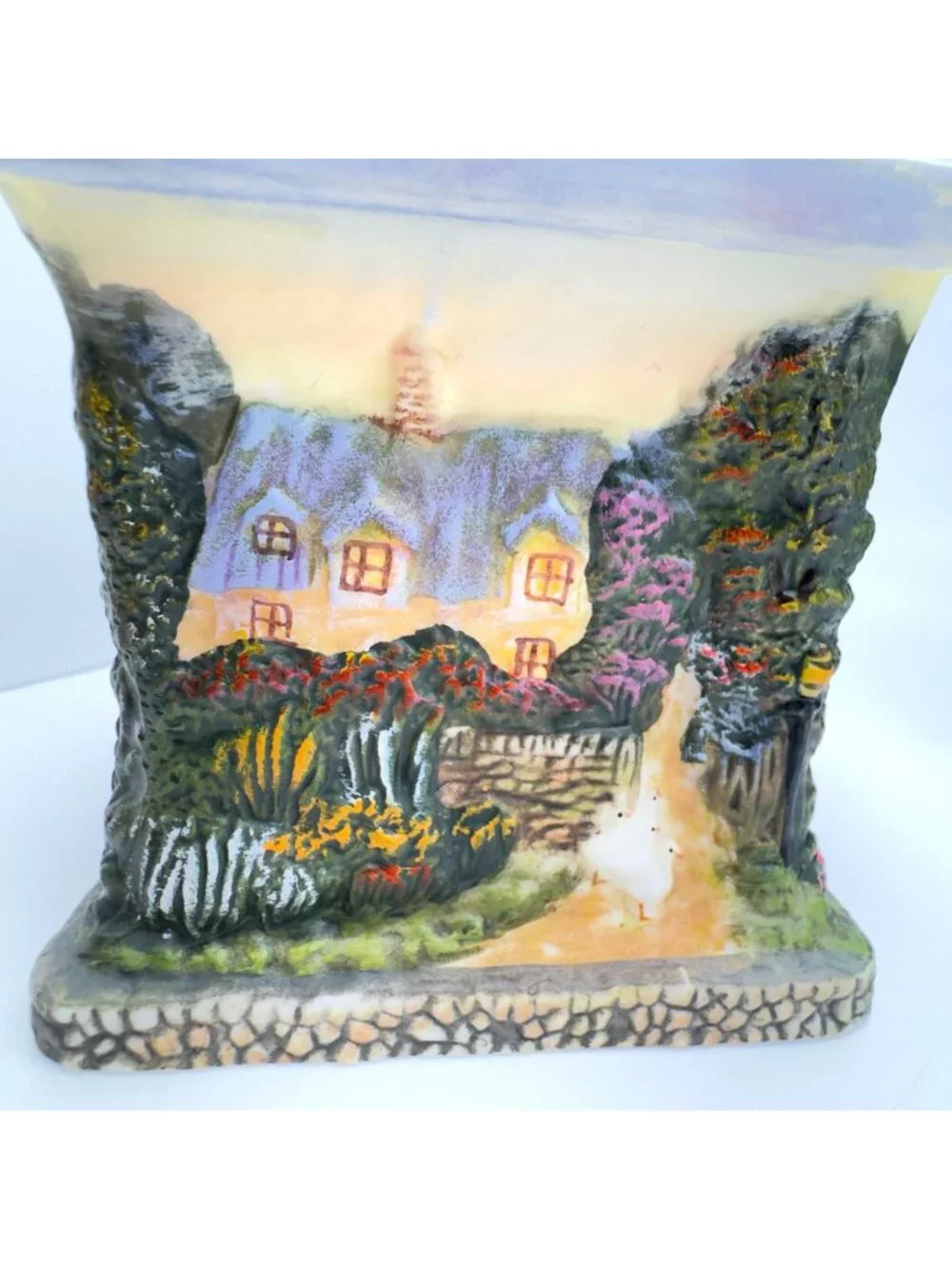 Thomas Kinkade Painter Of Light Porcelain Candleholder Cottage Tealight Box Vtg